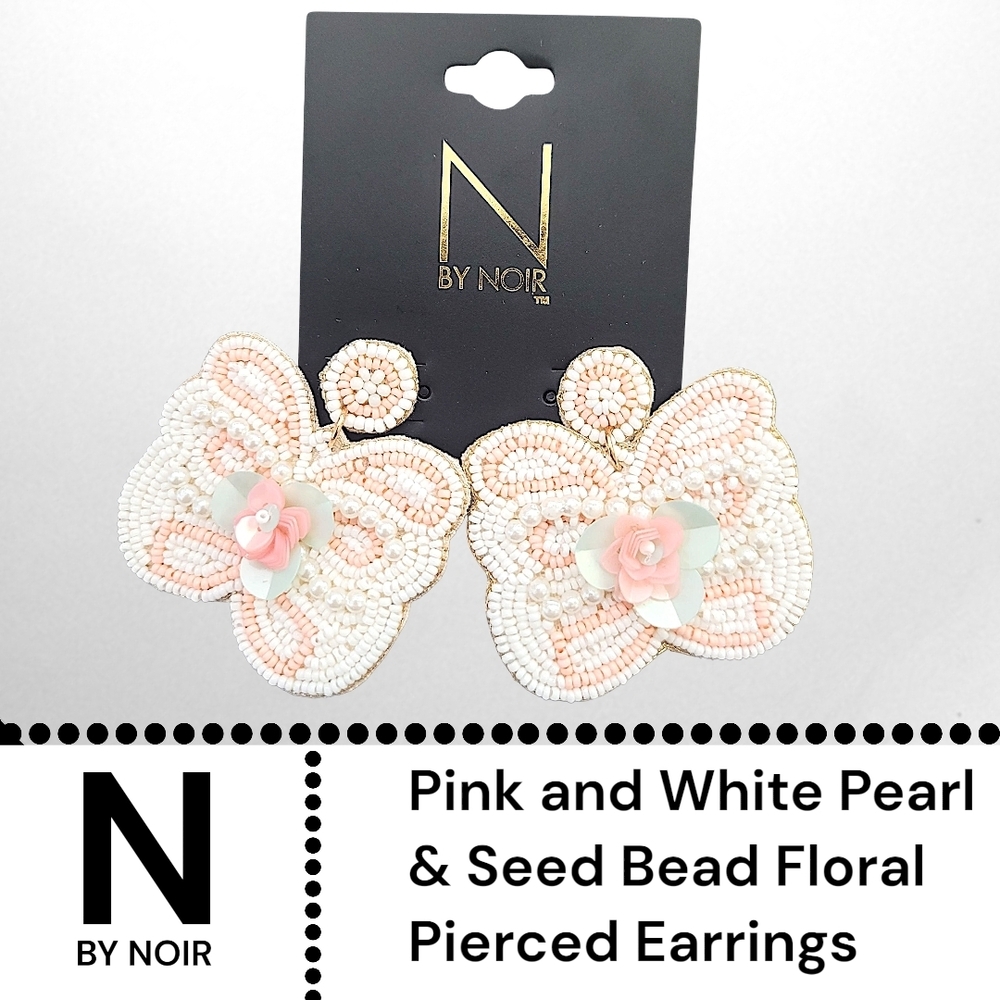 N By Noir Pink and White Seed Bead Studded Earrings - NWT